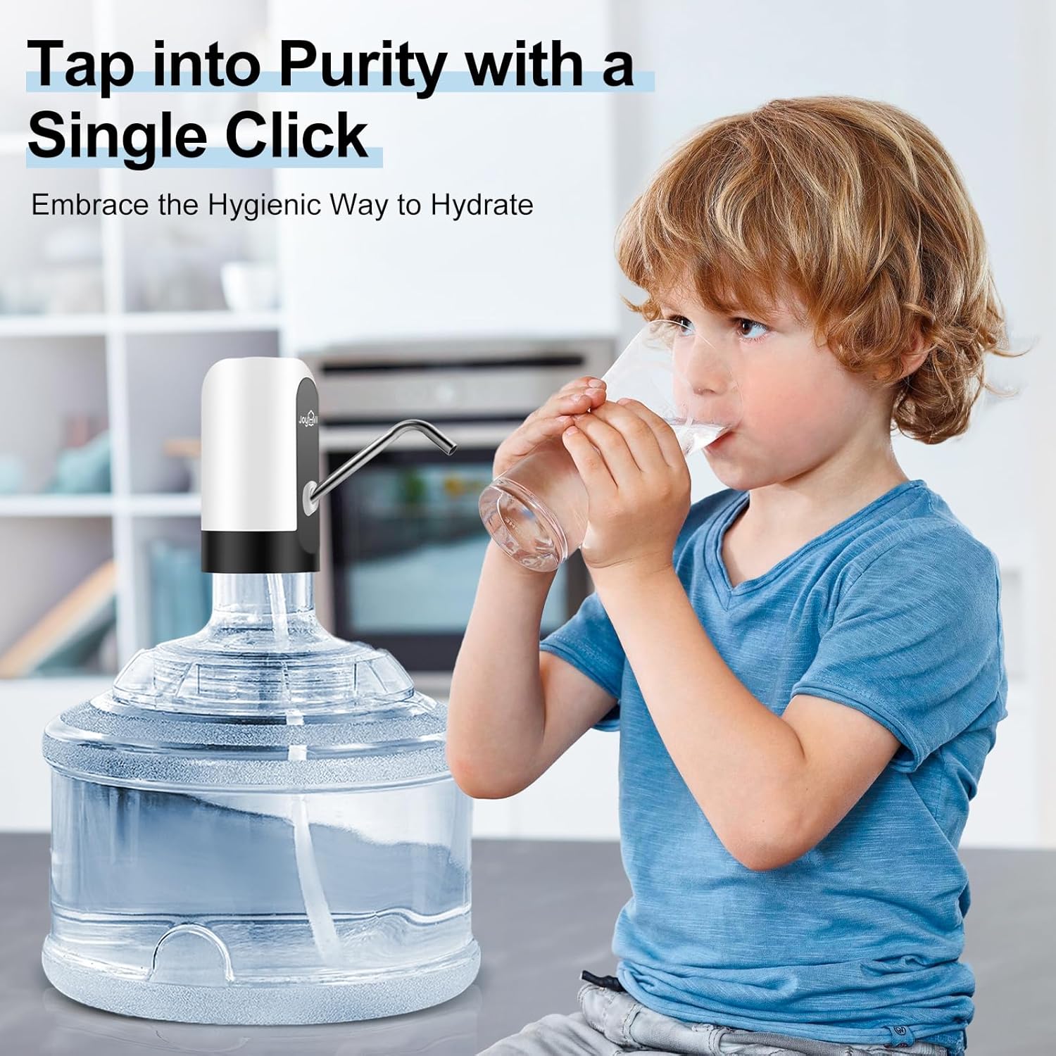 Portable Water Bottle Pump, Universal Bottle Electric Water Dispenser with Switch and USB Charging