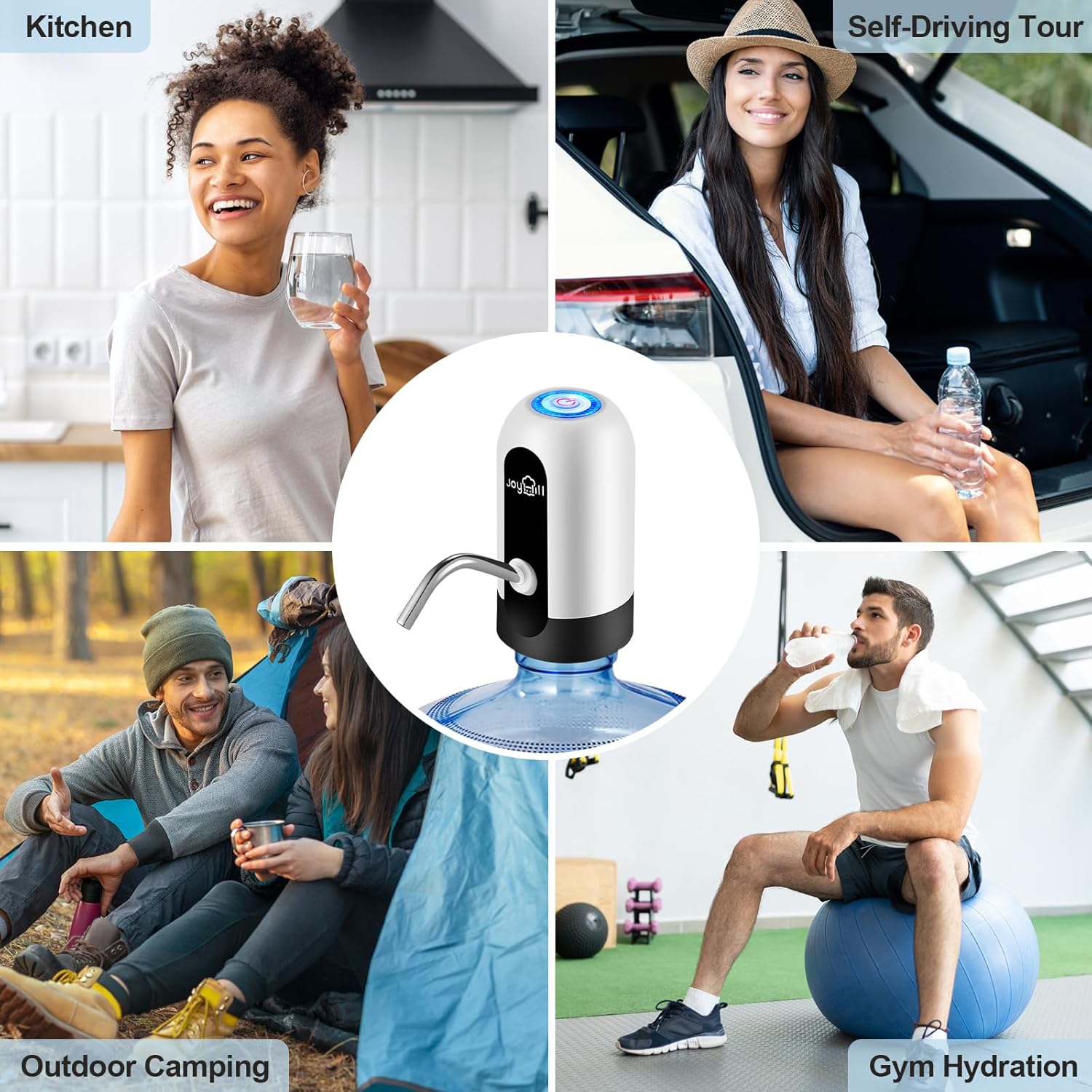 Portable Water Bottle Pump, Universal Bottle Electric Water Dispenser with Switch and USB Charging