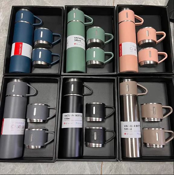 3 Cup Stainless Steel Vacuum Flask Set