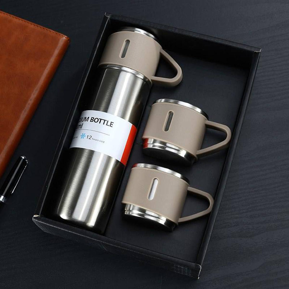 3 Cup Stainless Steel Vacuum Flask Set